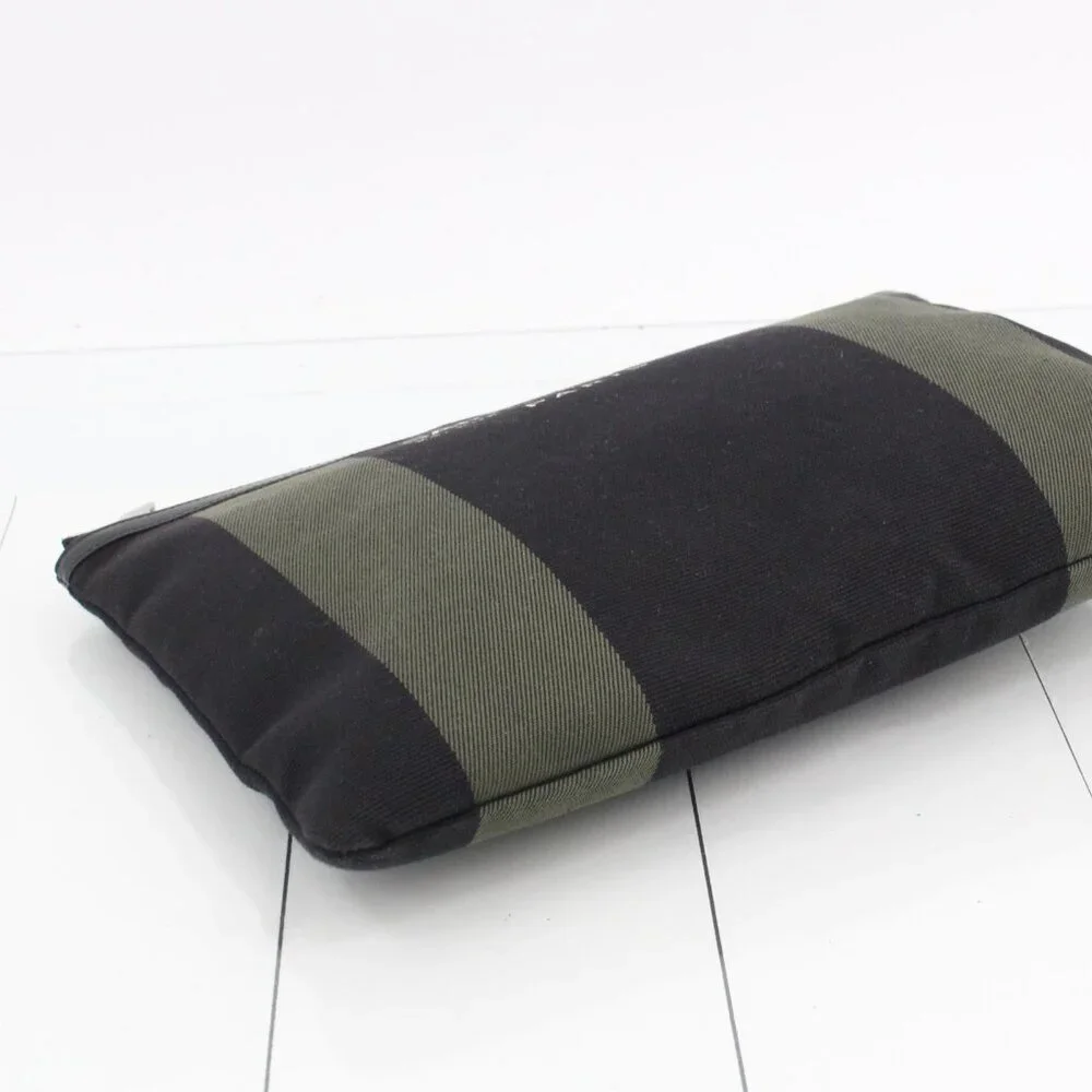 Saint Laurent Black/Green Stripe Canvas Zip Pouch - Picture 6 of 13